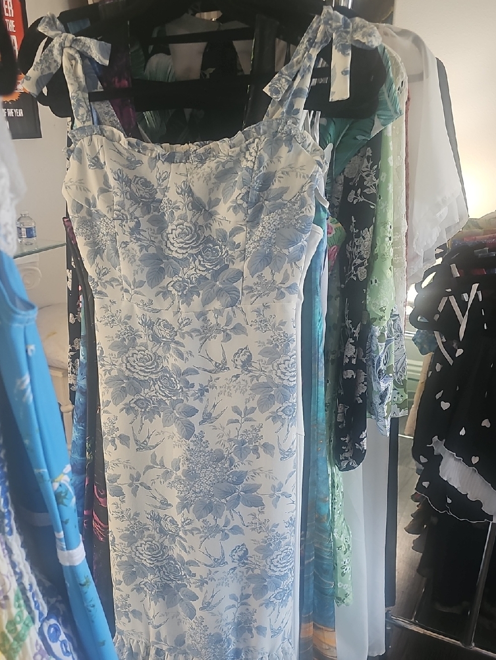 NWT French Rose Tie Straps Maxi Dress Size M